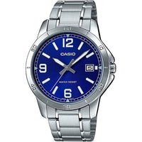 Casio Casual Date Steel Men's Clock - Blue Silver (41.5 mm) (47 mm)