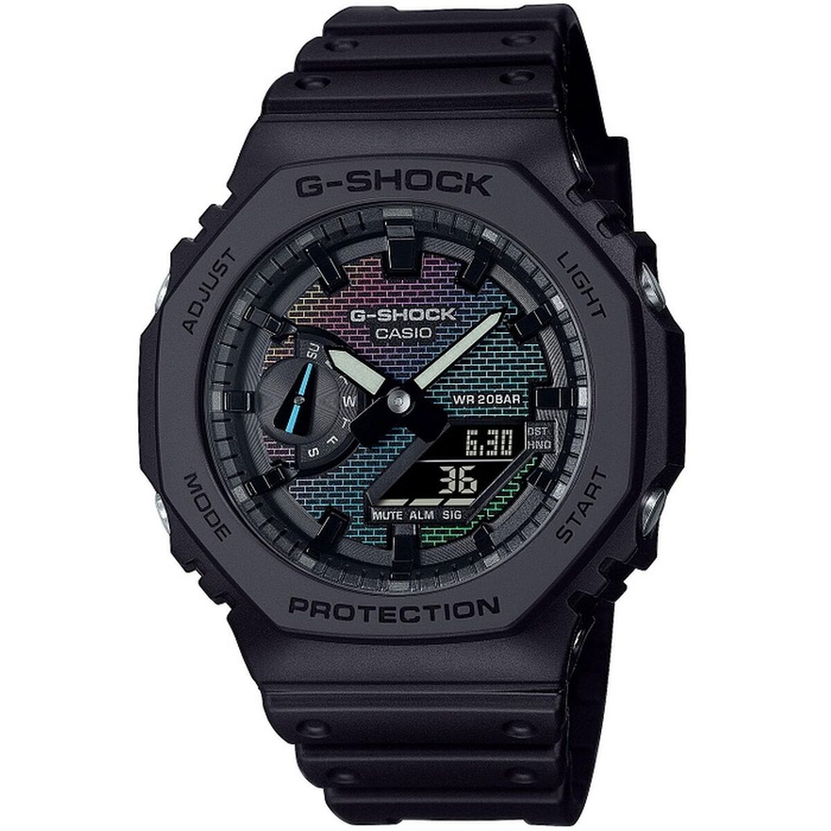 Casio G -Shock Oak men's clock - Rainbow brick wall black series