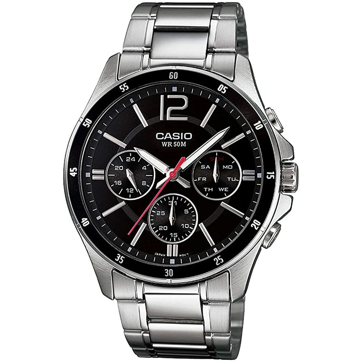 Casio Multifunction calendar men's clock - silver black black (43.5 mm) (35 mm)