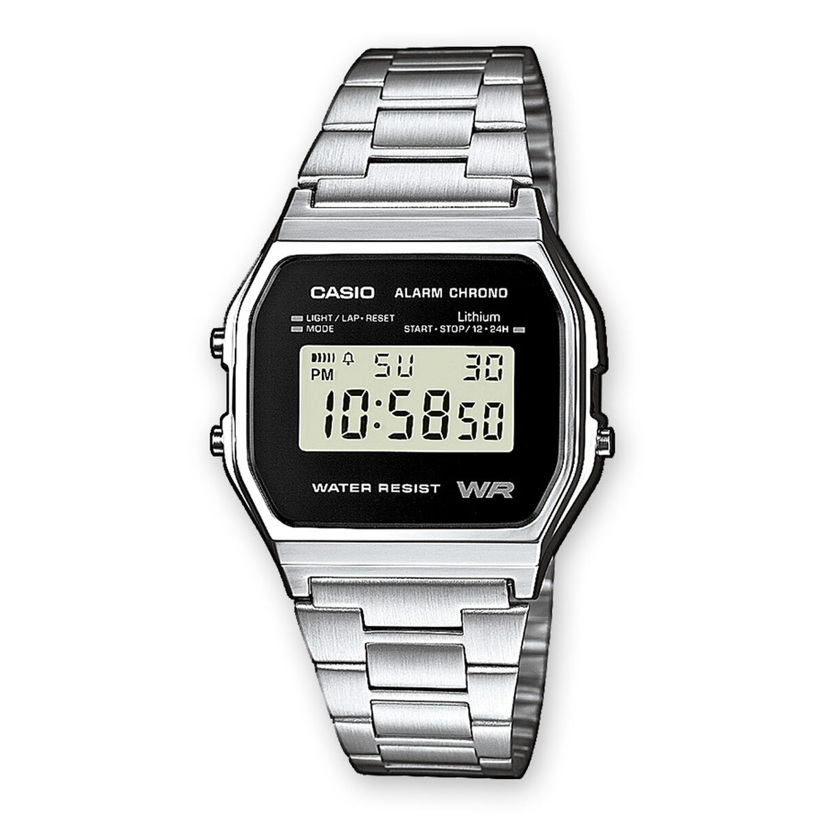 Casio A158WEA-1EF black silver gray clock clock