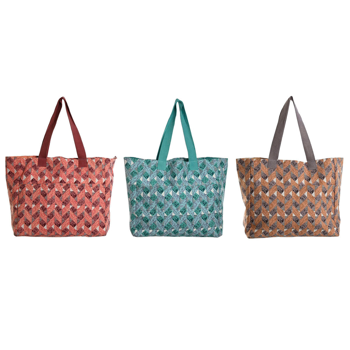 Women's bag home esprit brown turquoise coral 55 x 14 x 35 cm (3 units)